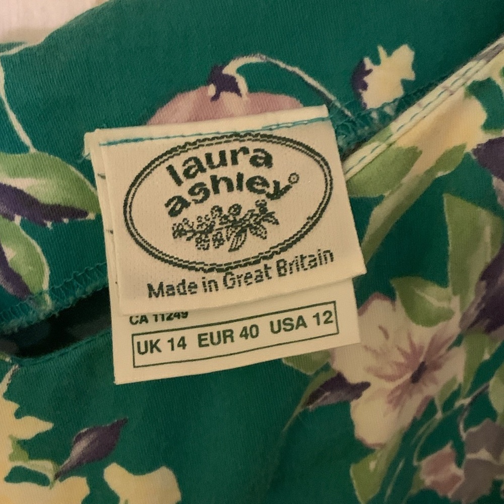Laura Ashley 80s does 50s teal sateen midi dress - Picture 5 of 5